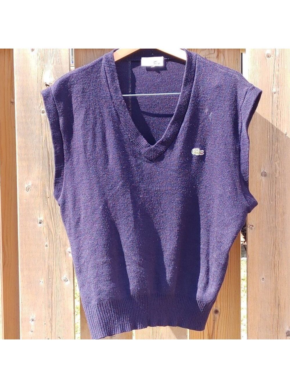 VINTAGE LACOSTE Sweater Vest Men's Size Large Rene Lacoste Crocodile
